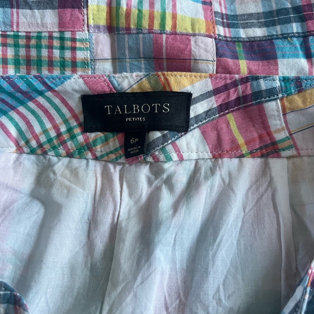 Talbots plaid patchwork Lace up skirt - Picture 8 of 9